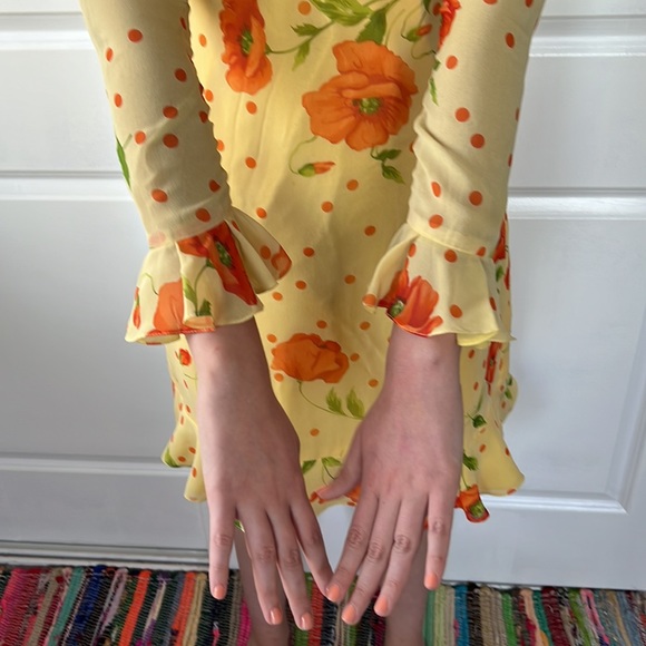 Vtg 60s 70s yellow POPPY orange dress by Ruth Chagnon size S M - Picture 4 of 9